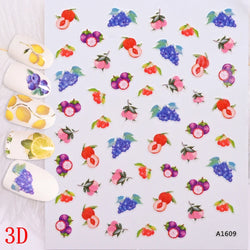 1Pc Sweet Cute Fresh Red Cherry Pattern Nail Stickers Self Adhesive Fruit Design Decals Women & Girls Homemade Manicure Supplies (ONLINE ORDER ONLY)