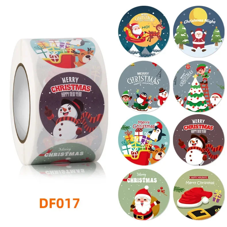 500/rolls Stickers Merry Christmas roll Self-Adhesive Label Sealing Decorative Stickers Office Stationery (ONLINE ORDER ONLY)