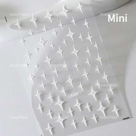 Gold Stamped Silver Totems Geometric Patterns Figure 5D Self Adhesive Nail Art Stickers Stars Bohemia Manicure Decals Wholesale (Online Order Only)