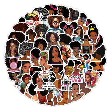 10/60Pcs Fashion Inspirational Black Girl Hot Melanin Poppin Sticker For DIY Luggage Laptop Skateboard Phone Decal Stickers (ONLINE ORDER ONLY)