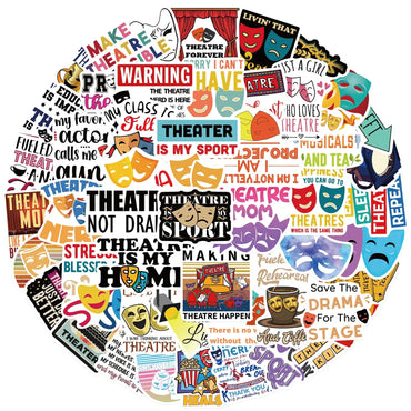 Theatre Stickers 10/30/50Pcs for Suitcase, Skateboard, Laptop, Luggage, Phone, Car, DIY Decals (ONLINE ORDER ONLY)