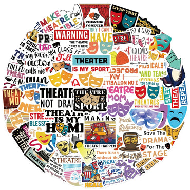 Theatre Stickers 10/30/50Pcs for Suitcase, Skateboard, Laptop, Luggage, Phone, Car, DIY Decals (ONLINE ORDER ONLY)