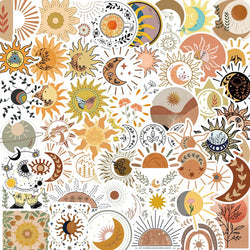 10/30/50PCS Sun Moon Bohemian  Aesthetic Stickers For Kids PVC Waterproof Skateboard Laptop Fridge Suitcase Bike Car Decals Gift (ONLINE ORDER ONLY)