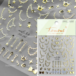 French Lines Gemstone Necklace Gilding Light Luxury Pearl Self Adhesive Nail Art Decorations Stickers Manicure Decals Wholesale (ONLINE ORDER ONLY)