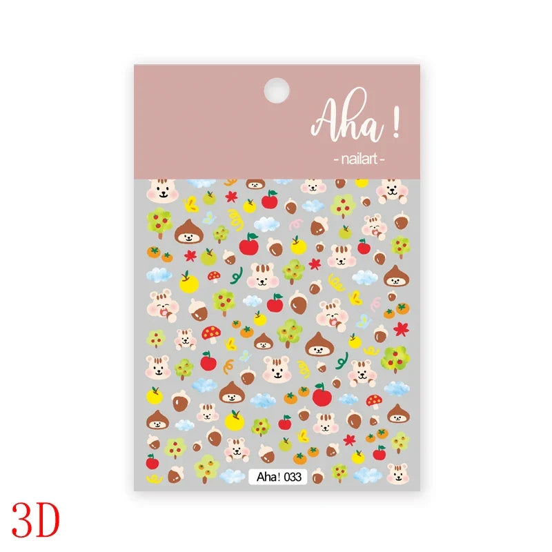 1Pc Sweet Cute Fresh Red Cherry Pattern Nail Stickers Self Adhesive Fruit Design Decals Women & Girls Homemade Manicure Supplies (ONLINE ORDER ONLY)