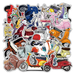 Retro Motorcycle Graffiti Stickers for DIY Suitcase, Water Bottle, Phone, Laptop, Guitar, Car, Skateboard (10/22pcs) (Online Order Only)