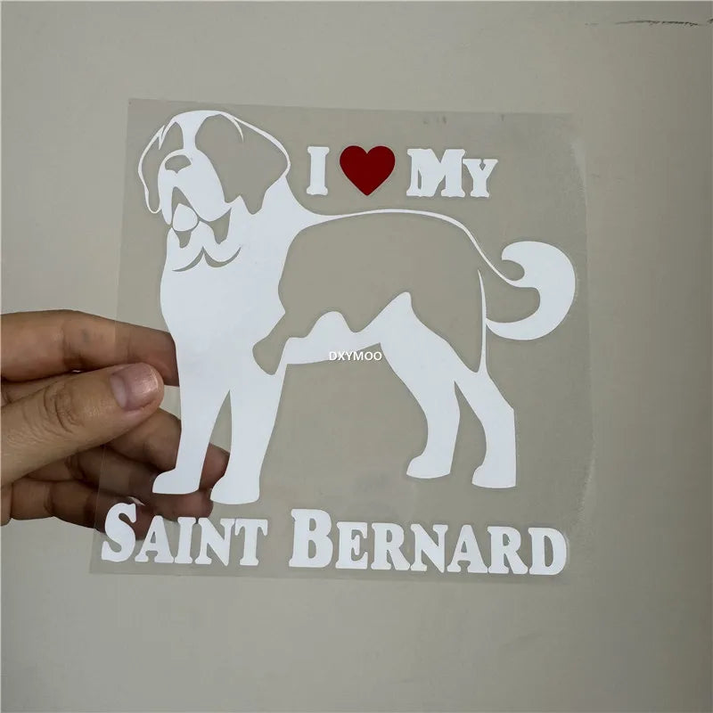 I Love My Saint Bernard Dog Car Stickers Auto Fuel Tank Body Window Vinyl Text Decoration Applique (ONLINE ORDER ONLY)