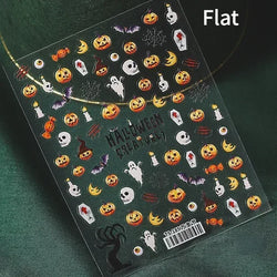Gothic Dark Spider Butterfly Cross Flame Wings Halloween Horror Rose Flower Rabbit Pumpkin Bear Nail Art Stickers Manicure Decal (ONLINE ORDER ONLY)