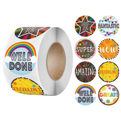 100-500pcs Cute Reward Stickers Roll with Word Motivational Stickers for School Teacher Kids Student Stationery Stickers Kids (Online Order Only)