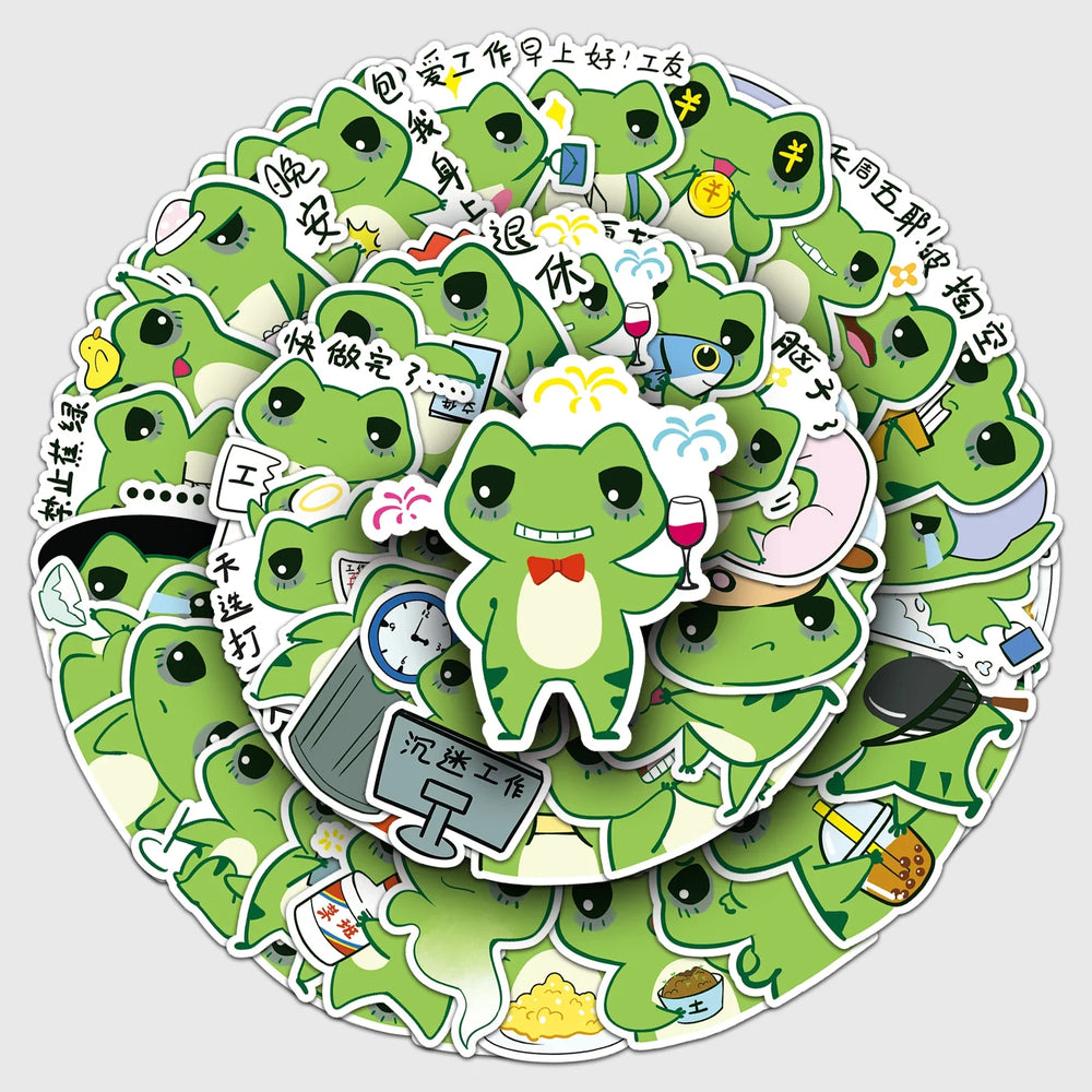 50Pcs Frog Cartoon Waterproof Vinyl Stickers for Skateboard Snowboard Home Decor (ONLINE ORDER ONLY)