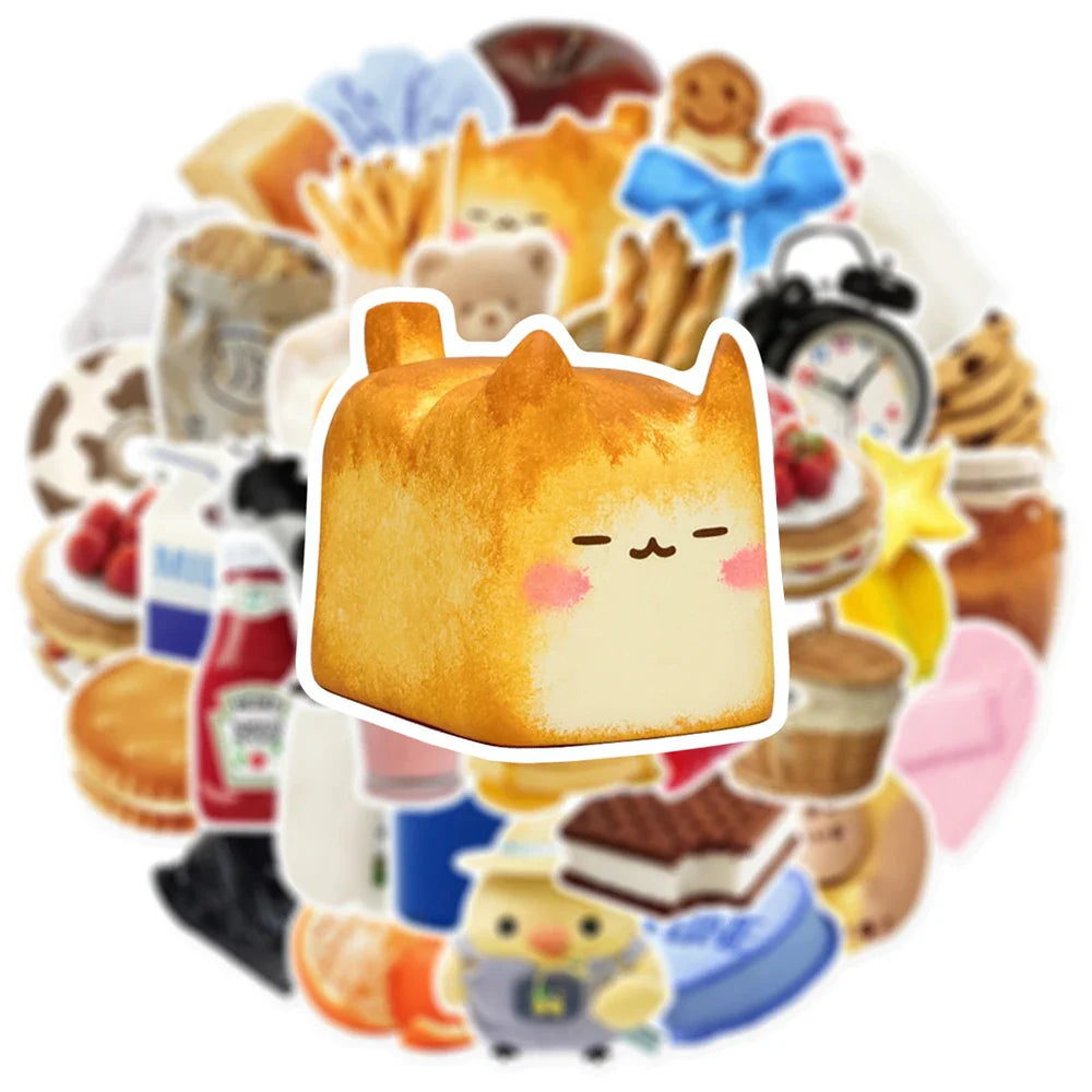 10/30/52pcs Cute Cartoon Stickers Korean Ins Style Food Decals For Fridge Scrapbook Notebook Laptop Waterproof Sticker Kids Toys (ONLINE ORDER ONLY)