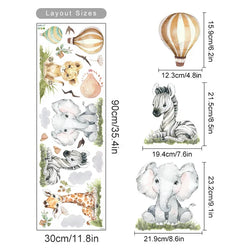 Cute Elephant Giraffe Zebra Jungle Watercolor Wall Stickers Nursery Decor (ONLINE ORDER ONLY)