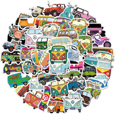 10/30/50Pcs Retro Hippies Stickers Love And Peace Bus Stickers For Car Laptop Luggage Skateboards Diary Stationery Decal Sticker (Online Order Only)