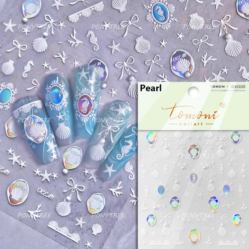 Starfish Dolphin Otter Shell Conch Whale Seahorse Pearl Oyster Infauna Self Adhesive Nail Art Stickers Manicure Decals Wholesale (ONLINE ORDER ONLY)