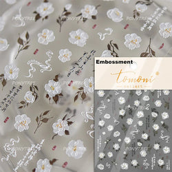 Camellia Tea After Rain Fragrant Flower Paint in Gold White Antique Chinese Characters Adhesive Nail Art Stickers Manicure Decal (ONLINE ORDER ONLY)