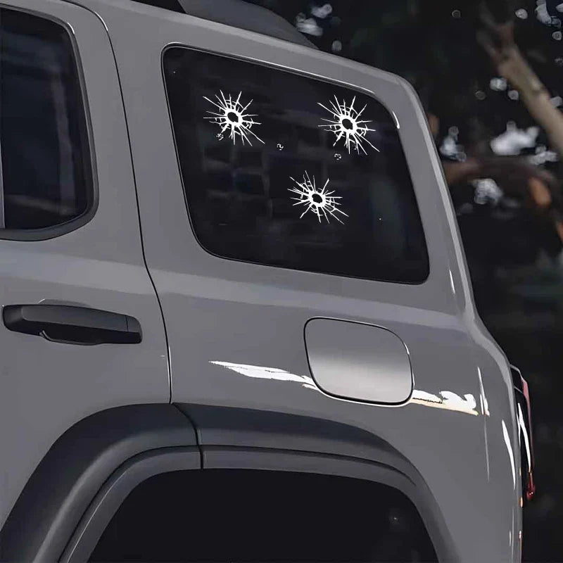 Bullet hole simulation decal, creative and funny sticker, can be used on the front and rear windshields, side windows of cars. (ONLINE ORDER ONLY)