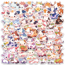 50PCS Kawaii Cow Stickers Waterproof Vinyl Decals for Luggage Laptop Phone Skateboard (ONLINE ORDER ONLY)