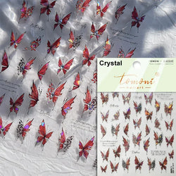 Charming Golden Gradient Shiny Rhinestone Jelly Butterfly Flower Petal Bowknot 3D Self Adhesive Nail Art Sticker Manicure Decals (ONLINE ORDER ONLY)