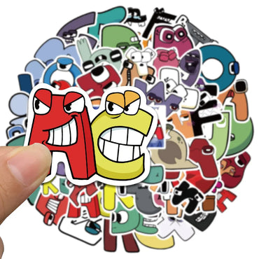 10/30/50PCS Cute Cartoon Anime Alphabet Lore Stickers For Laptop Helmet Luggage Phone Skateboard PVC Waterproof Graffiti Decals (ONLINE ORDER ONLY)