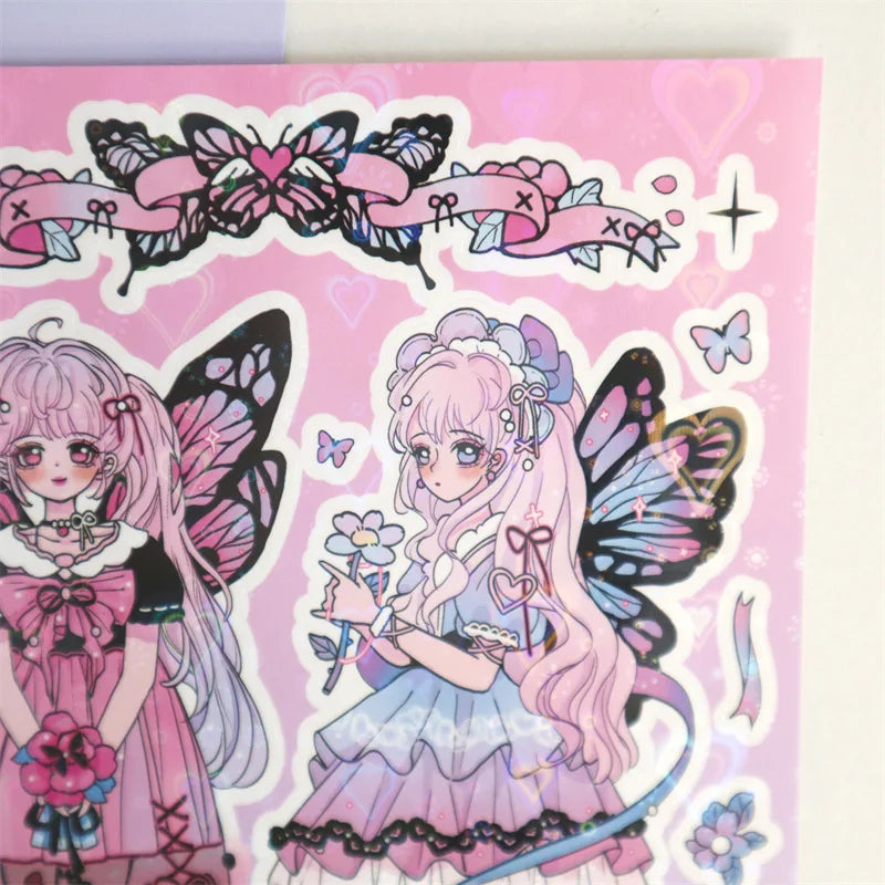 Cute Butterfly Fairy Series Sticker Girl Scrapbooking Hand Account Stickers Korean ins Idol Card DIY Deco Material Stationery (ONLINE ORDER ONLY)