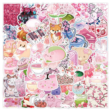 Cute Sakura Girl Stickers - Aesthetic Decals for Laptop, Phone, Notebook (10/30/50/100PCS) (ONLINE ORDER ONLY)