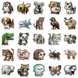 10/30/50PCS Cute Pixel Animals Stickers Ins Style Cartoon Decals For Kids Laptop Skateboard Notebook Fridge Bike Decoration Toys (Online Order Only)