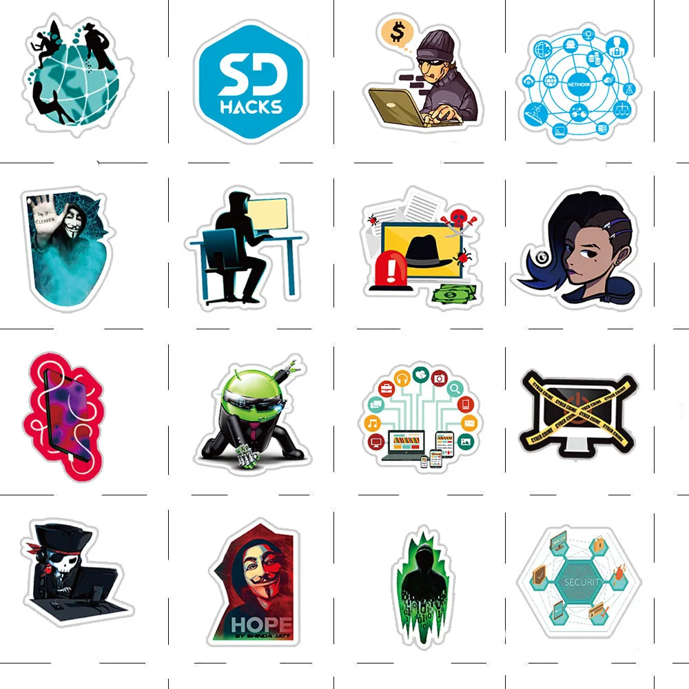 10/30/50PCS Hacker Programming Stickers Graffiti DIY Waterproof Laptop Luggage Phone Computer Helmet Cartoon Decals Kids Sticker (ONLINE ORDER ONLY)