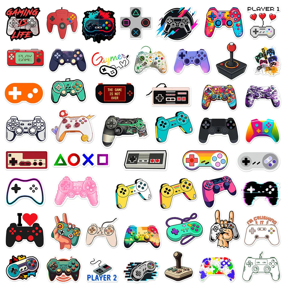 10/30/50PCS Cool Vintage Joystick Gamepad Stickers DIY Skateboard Laptop Notebook Phone Car Bike PVC Waterproof Sticker Kids Toy (Online Order Only)