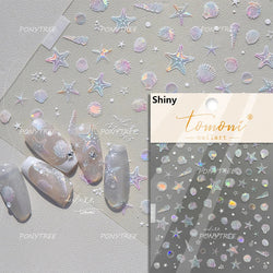 Romantic Mermaid Tail Water Bubbles Seahorse Shell Starfish Coral Pearl Pendant Self Adhesive Nail Art Stickers Manicure Decals (Online Order Only)