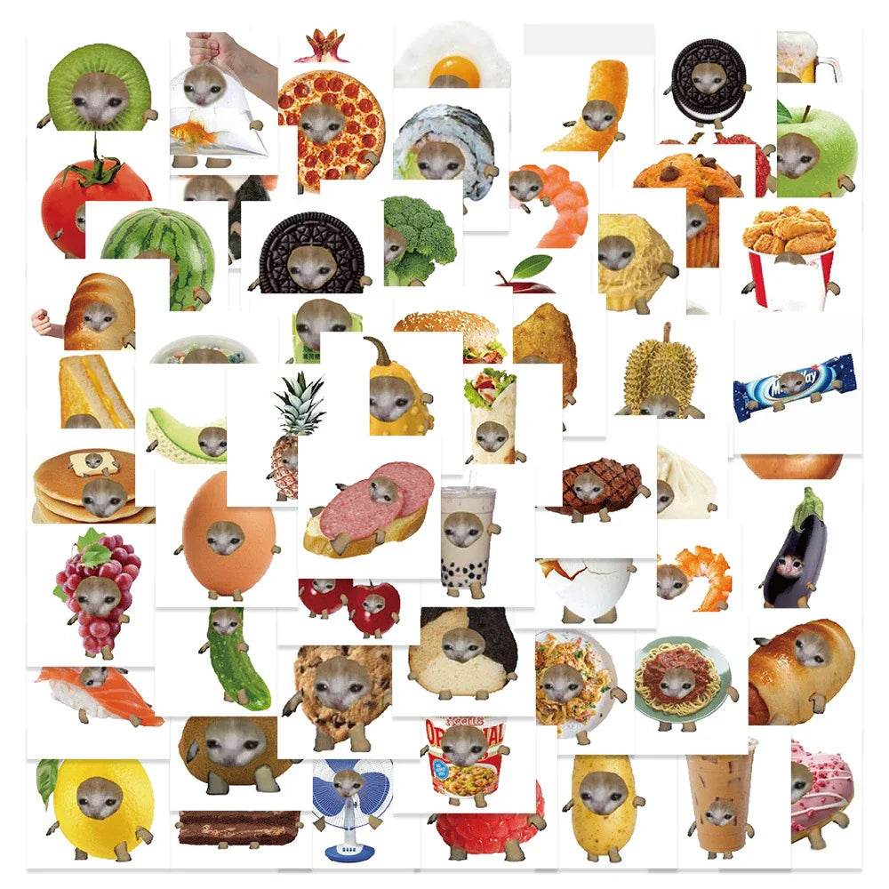 10/30/69pcs Cute Funny Cat And Food Meme Stickers (ONLINE ORDER ONLY)