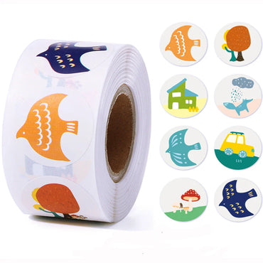 100-500pcs 1inch Cute Cartoon Stickers Round Reward Sticker Adhesive Labels for Classic School Teacher Kids Toy Sealing Lables (ONLINE ORDER ONLY)