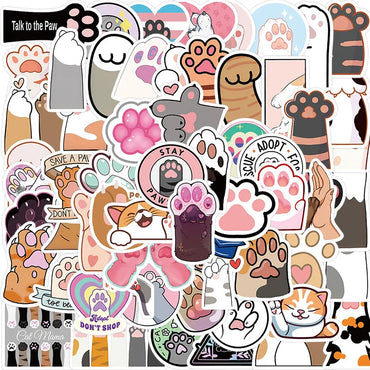 10/30/61PCS Cute Cat Paw PVC Sticker Aesthetic Children's Decoration Scrapbooking Korean Stationery School Supplies for Kids (Online Order Only)