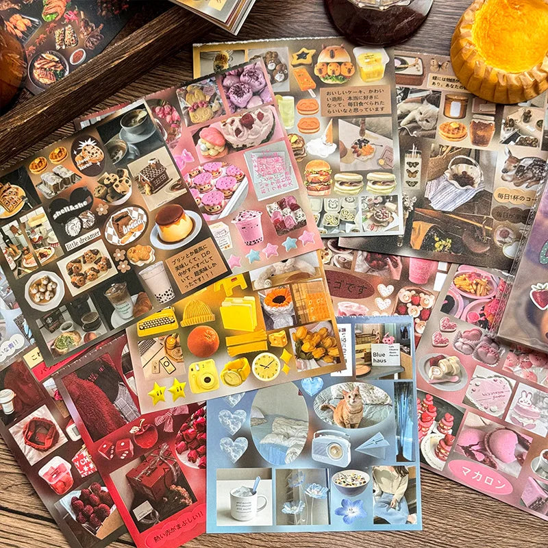 30 Pages Cute Y2K Japanese Food Cut Film Sticker Book Journal Handbook Scrapbooking Kawaii Decoration Sticker Gift (ONLINE ORDER ONLY)