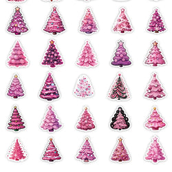10/30/50PCS Pink Christmas Tree Stickers Aesthetic DIY Decoration Skateboard Laptop Phone Motorcycle Bike Car Decals Kids Gift (ONLINE ORDER ONLY)