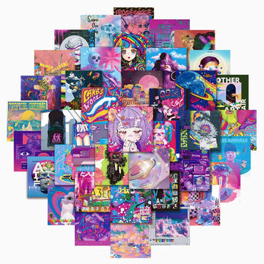 10/30/63PCS Vaporwave Art INS Girls Cartoon Stickers Decals Decoration DIY Phone Notebook Suitcase Laptop Waterproof Sticker Toy (Online Order Only)