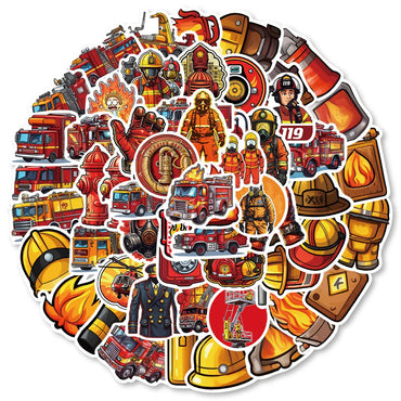 10/30/61pcs Fire Hero Firefighter Stickers Fireman Decal Laptop Suitcase Motorcycle Car Phone Decoration Sticker Kid Classic Toy (Online Order Only)