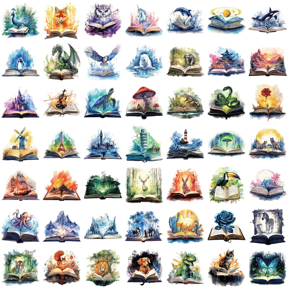 50PCS Funny Magic Tome Stickers Cartoon Aesthetic DIY Skateboard Laptop Luggage Waterproof Cool Decals Kid Toy Sticker﻿ (ONLINE ORDER ONLY)