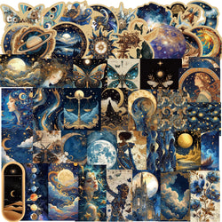 50pcs Retro Astronomy Universe Planets Stickers Galaxy Moon Astrology Aesthetic Decals Sticker for Suitcase Phone Notebook﻿ (ONLINE ORDER ONLY)