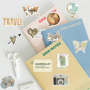10/30/50PCS Vintage Tourist Map PVC Sticky Sticker Aesthetic Children's Stationery DIY Decoration Scrapbooking School Supplies (ONLINE ORDER ONLY)