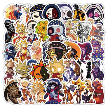 50pcs Sun Moon Stickers for Laptop, Phone, Water Bottle, Scooter, Fridge, Stationery (Online Order Only)