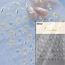 Charming Dreamy Shiny Jelly Blue Gradient Lily Flowers Rose Petal White Dot Chinese Colorful Nail Art Stickers Manicure Decals (ONLINE ORDER ONLY)