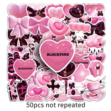 10/30/50PCS Ins Style 2D Pink Cartoon Stickers Decals For Motorcycle Notebook Phone Bike Suitcase Guitar Kids Sticker Toys Gift (ONLINE ORDER ONLY)