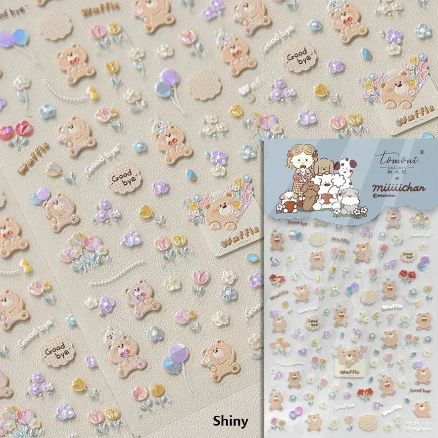 Lovely Dog Puppy Dream Heart Flower Star Pizza Food Sugar Skewers Strawberry Desserts Adhesive Nail Art Stickers Manicure Decals (Online Order Only)