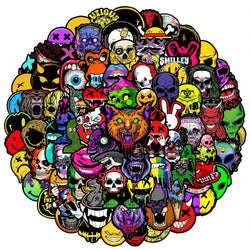 10/30/50/100PCS Horror Gothic Skull Meme Stickers Cool Graffiti DIY Skateboard Luggage Laptop Car Decals PVC Waterproof Kids Toy (ONLINE ORDER ONLY)