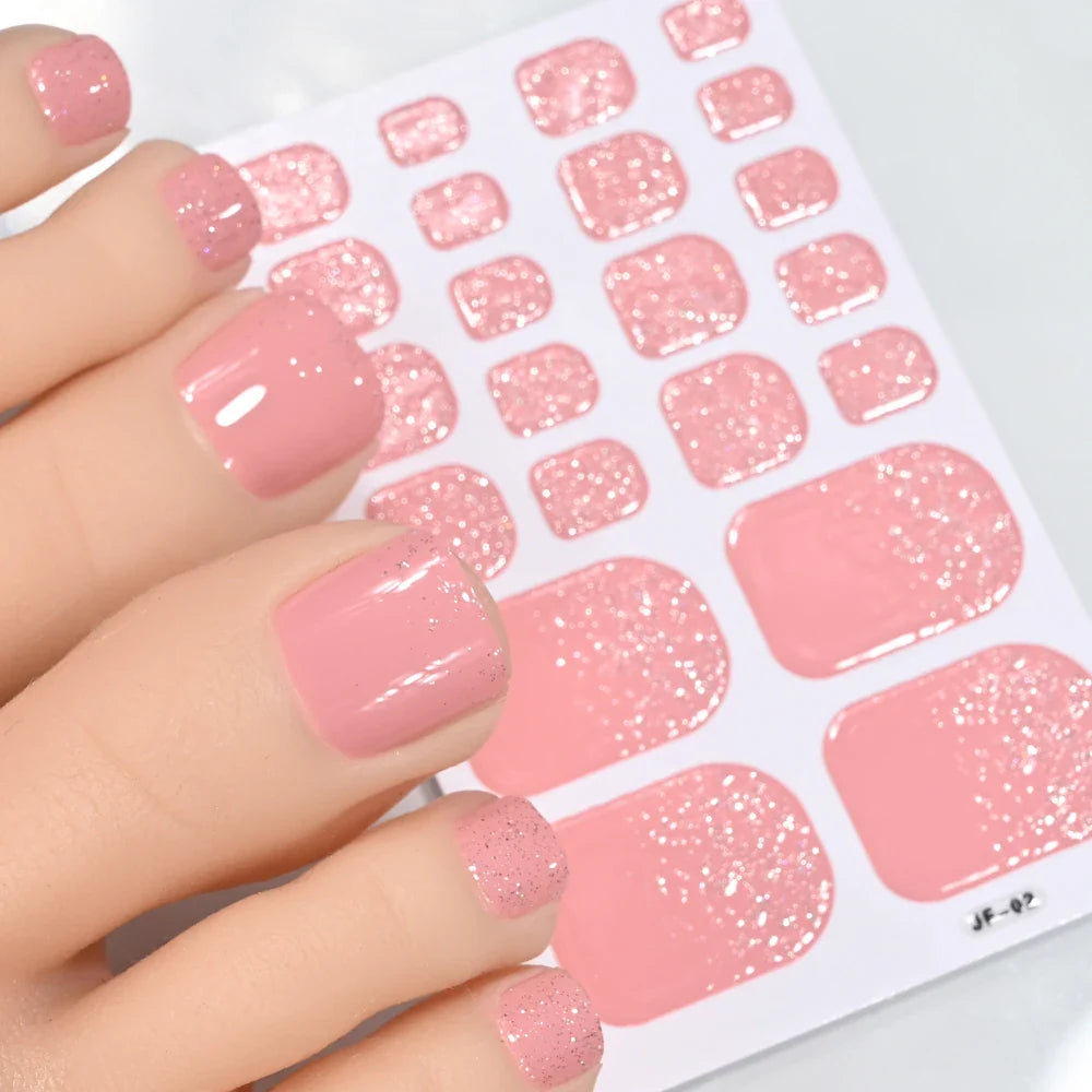 110Tips 3D Full Cover Gradient Toenail Stickers Multi Color Self Adhesive Slider No Need UV Lamp Cured Press On Toe Nail Decals* (ONLINE ORDER ONLY)