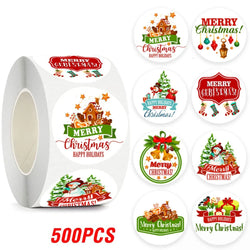 100-500pcs Christmas Theme Seal Labels Stickers For DIY Gift Baking Package Envelope Stationery Decoration 1inch (Online Order Only)