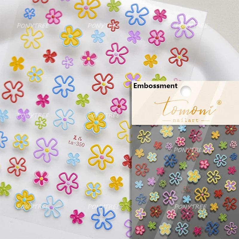 Embossed Flower Pink Butterfly Lucky Peach Blossom Chic Spring Petal 5D Soft Relief Adhesive Nail Art Stickers Manicure Decals (Online Order Only)