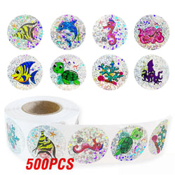 100-500pcs Rainbow Laser Sticker Marine Animals Stickers Cute School Office Stationery Supplies Gift Decoration Label (ONLINE ORDER ONLY)