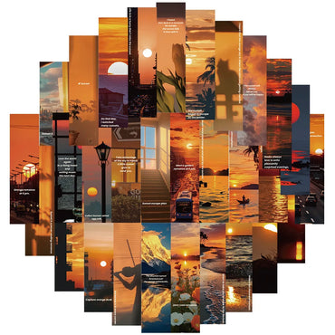 10/30pcs Orange Sunset Scenery Stickers for Skateboard Phone Laptop Fridge Suitcase Car Decal (ONLINE ORDER ONLY)
