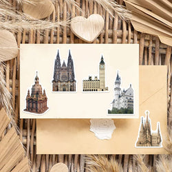 50Pcs Vintage Medieval Castle Stickers Phone Case Skateboard Motorcycle Sticker Retro European Style Architecture Decals (Online Order Only)